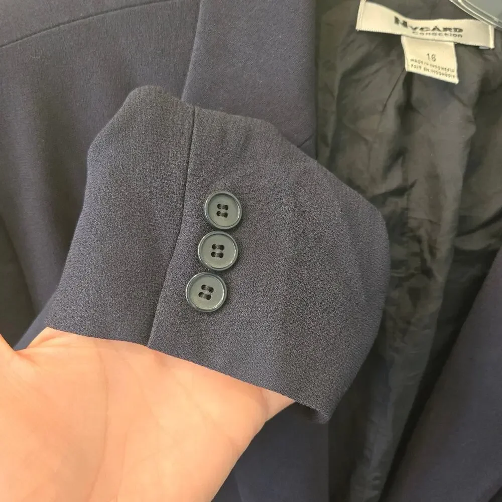Nygard Collection 16 Navy Blue One-button Classic Tailored Jacket/Blazer [0480] - Picture 6 of 12